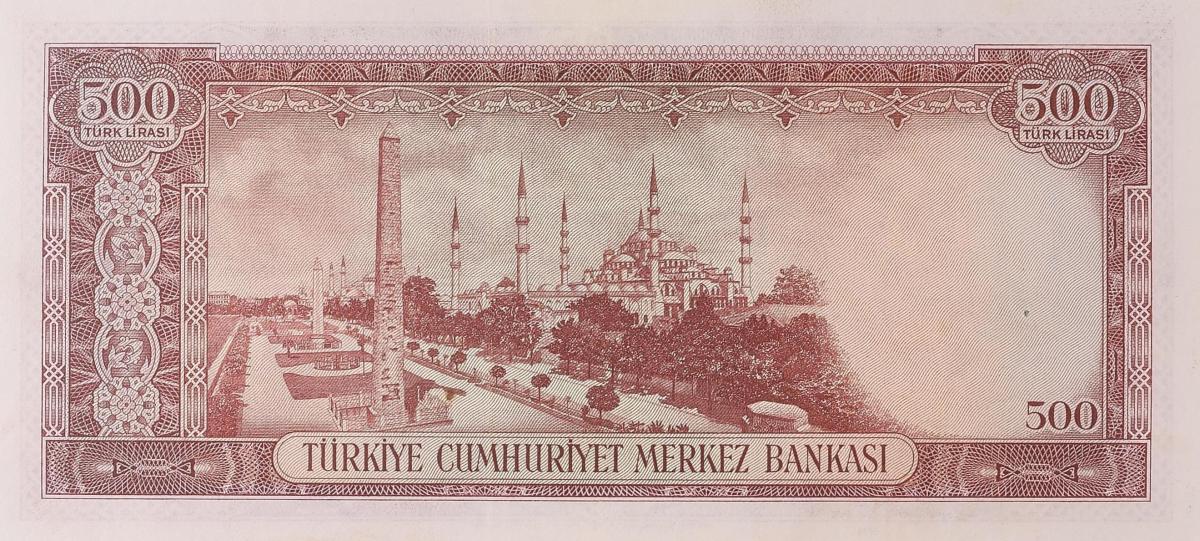 Back of Turkey p170a: 500 Lira from 1953