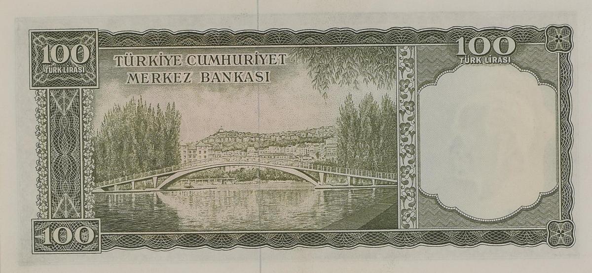 Back of Turkey p176a: 100 Lira from 1962