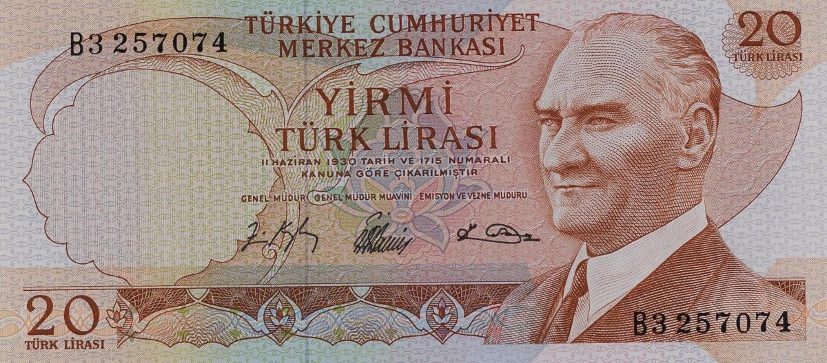 Front of Turkey p181a: 20 Lira from 1930