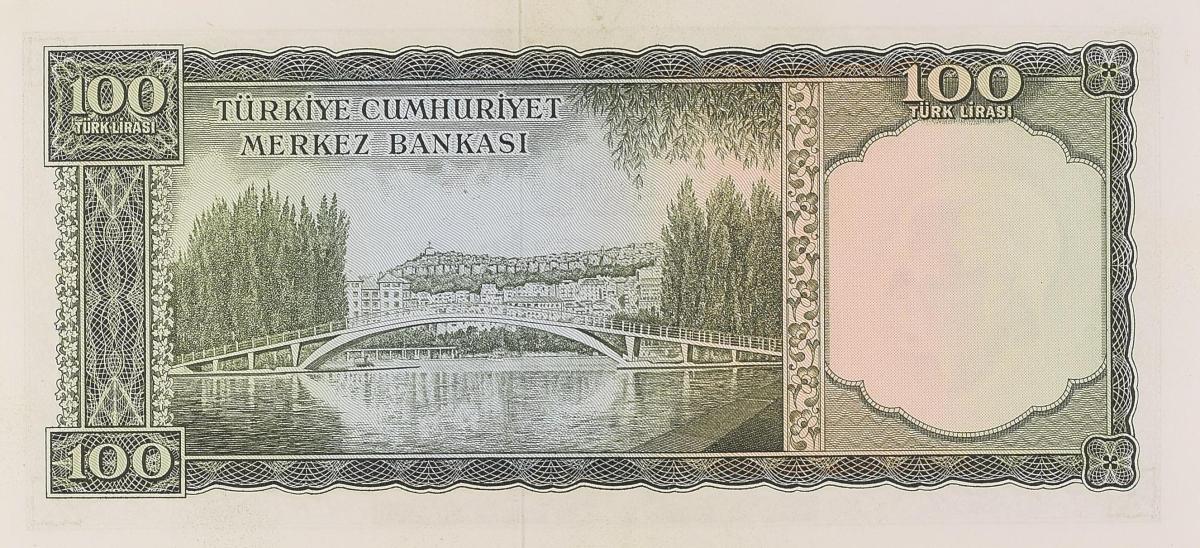 Back of Turkey p182b: 100 Lira from 1930