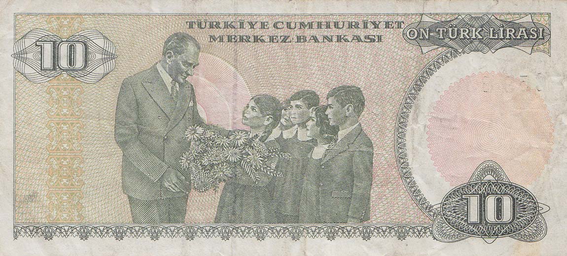 Back of Turkey p193a: 10 Lira from 1970