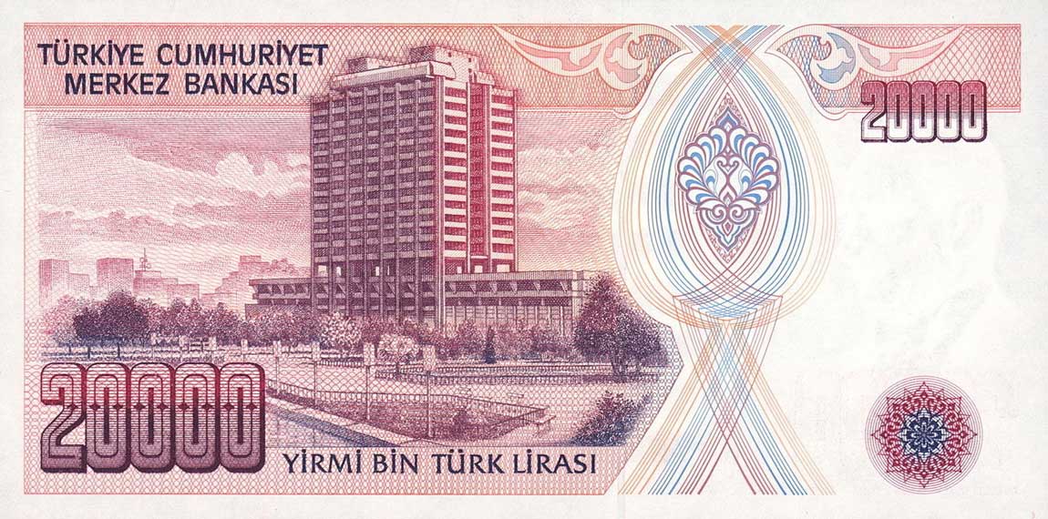 Back of Turkey p201a: 20000 Lira from 1970
