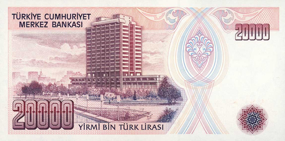 Back of Turkey p201b: 20000 Lira from 1970