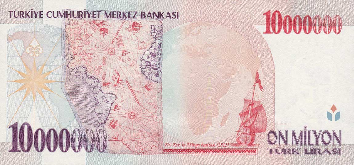 Back of Turkey p214: 10000000 Lira from 1970