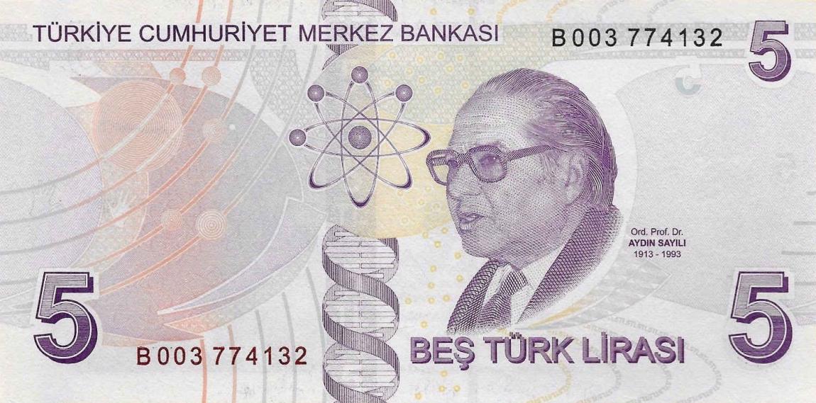 Back of Turkey p222b: 5 Lira from 2009