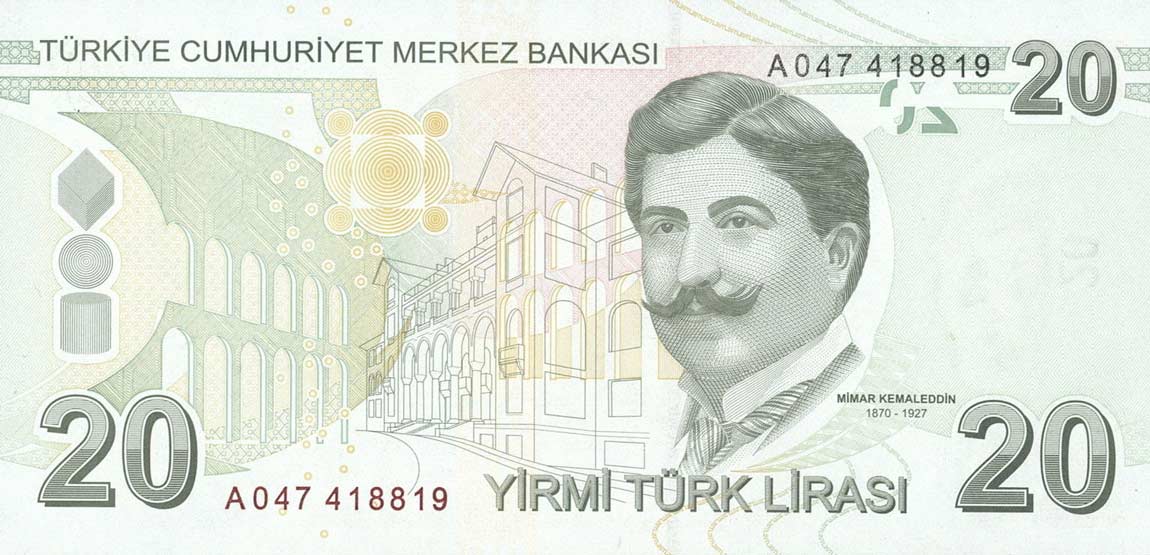 Back of Turkey p224a: 20 Lira from 2009