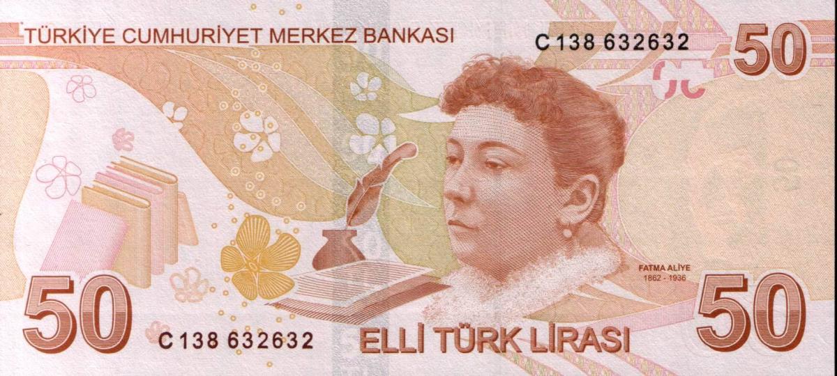 Back of Turkey p225c: 50 Lira from 2009