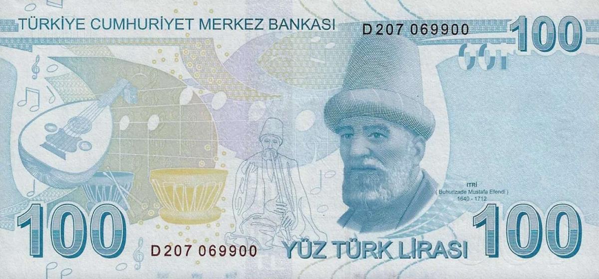 Back of Turkey p226d: 100 Lira from 2009