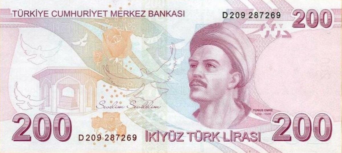 Back of Turkey p227d: 200 Lira from 2017