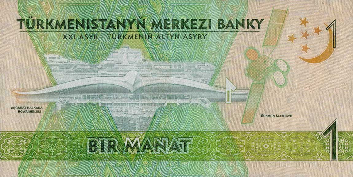 Back of Turkmenistan p36: 1 Manat from 2017