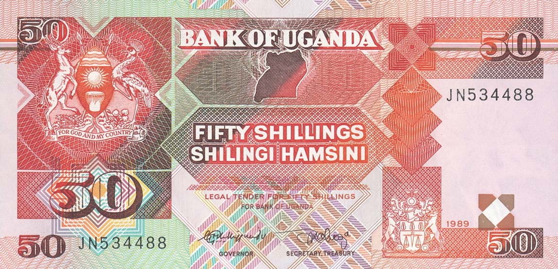 Front of Uganda p30b: 50 Shillings from 1988