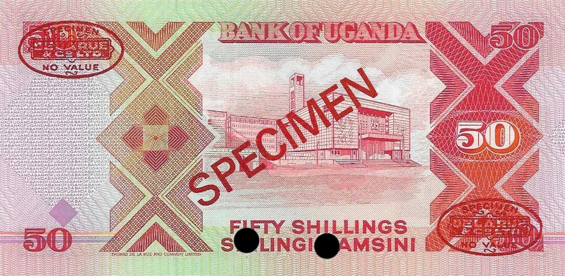 Back of Uganda p30s: 50 Shillings from 1987