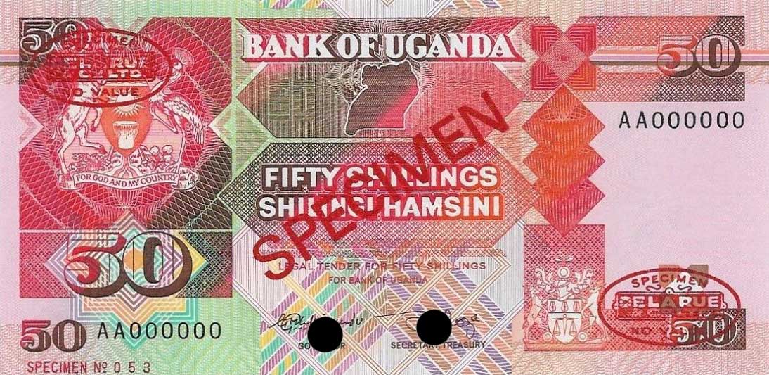 Front of Uganda p30s: 50 Shillings from 1987