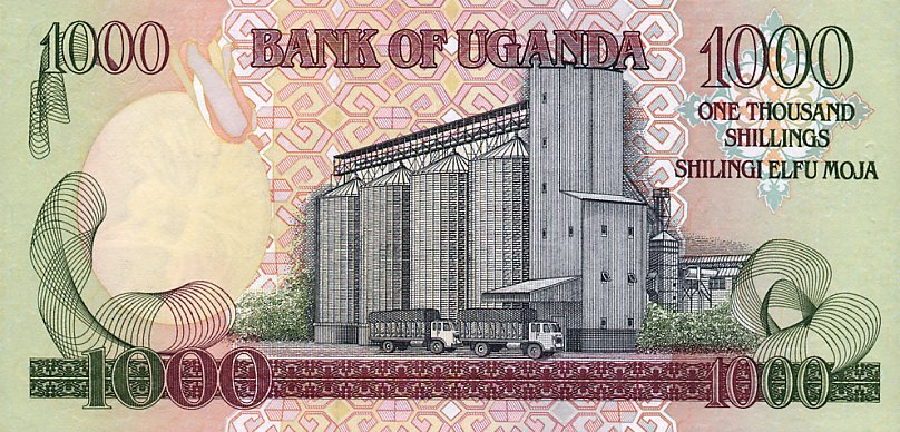 Back of Uganda p34b: 1000 Shillings from 1991