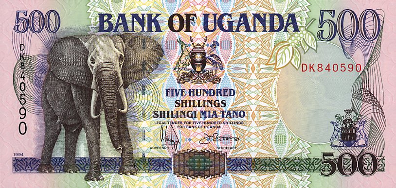 Front of Uganda p35a: 500 Shillings from 1994