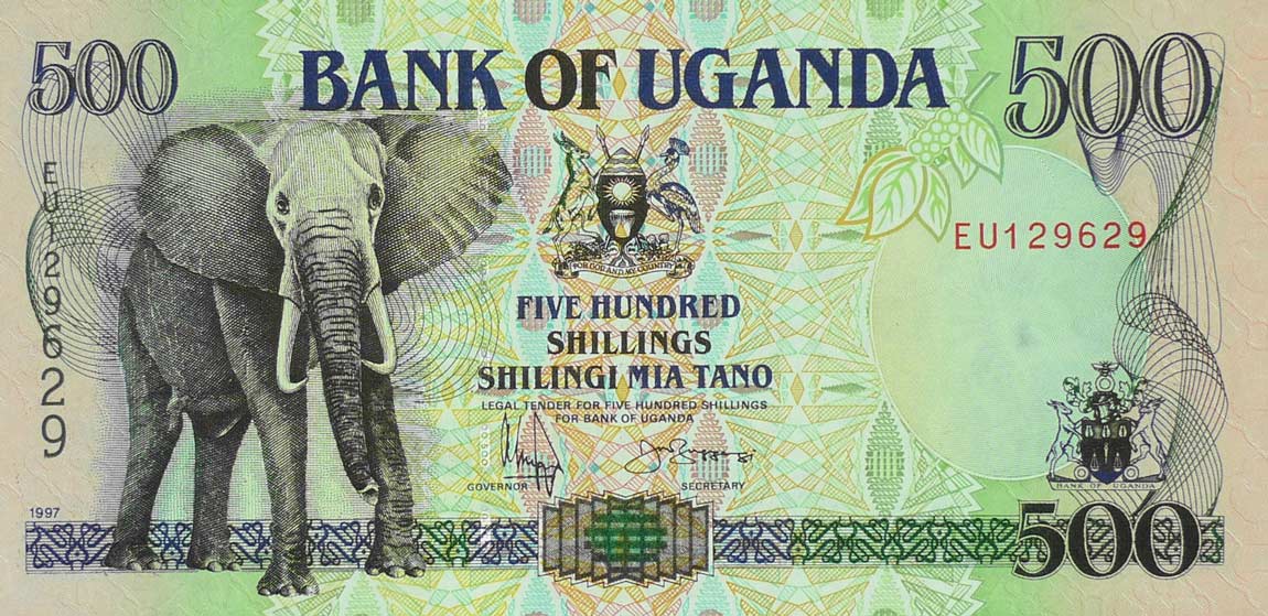 Front of Uganda p35b: 500 Shillings from 1997