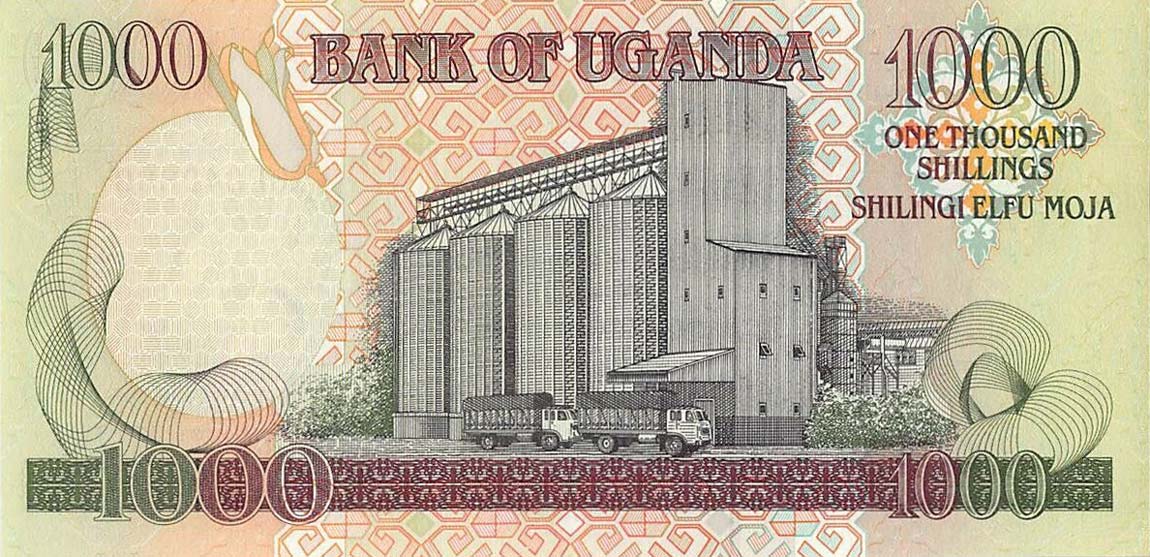 Back of Uganda p36b: 1000 Shillings from 1996