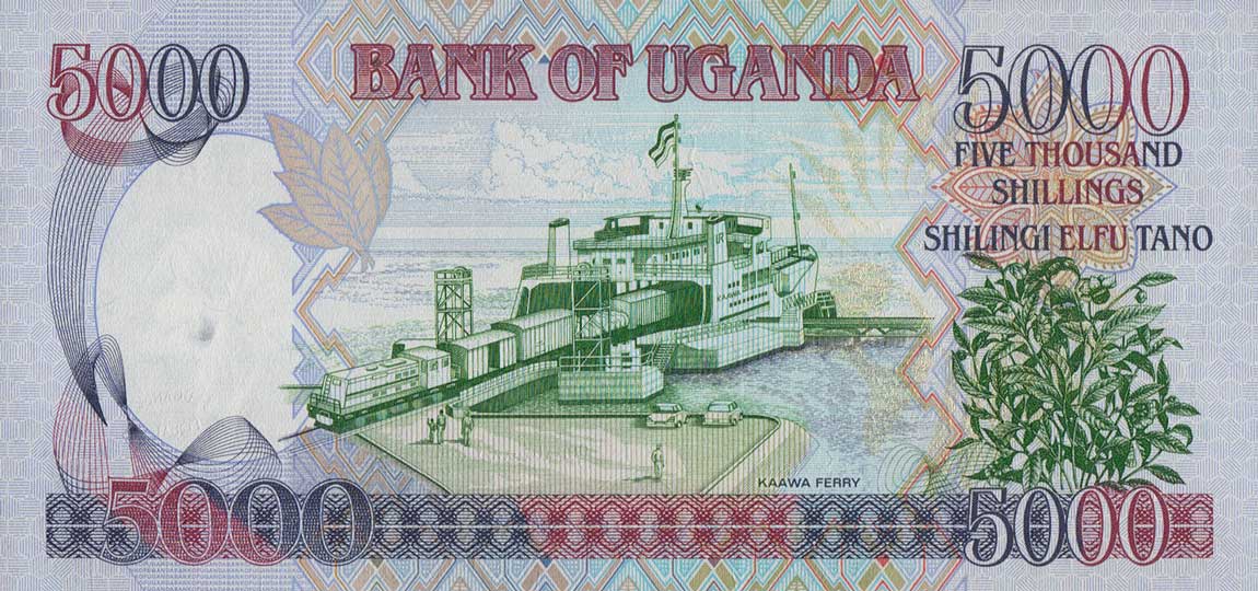 Back of Uganda p40b: 5000 Shillings from 2002