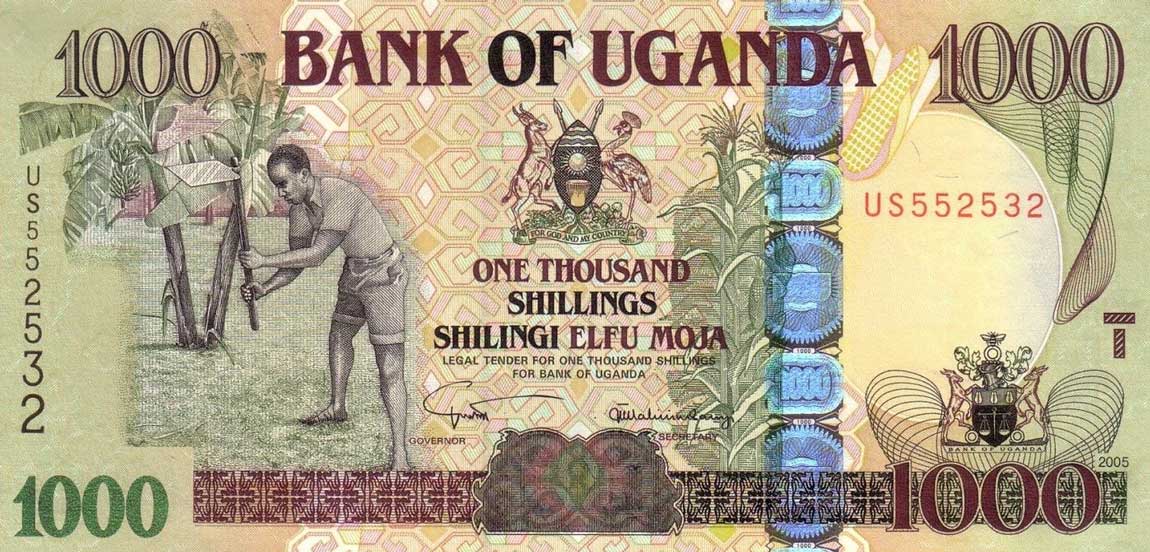 Front of Uganda p43a: 1000 Shillings from 2005