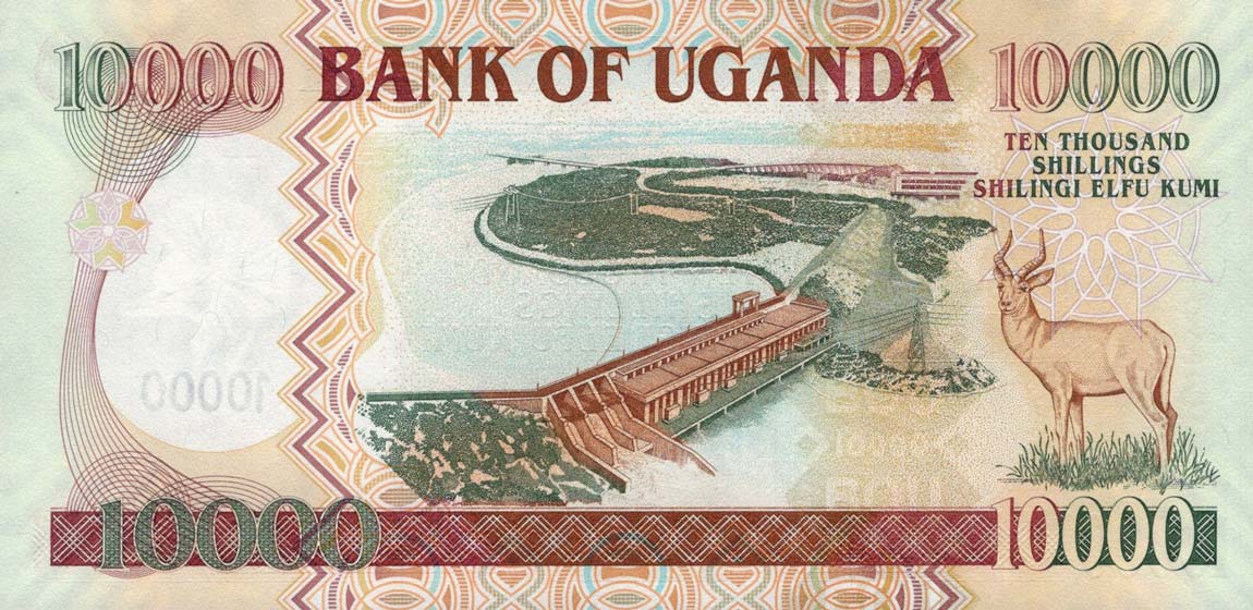 Back of Uganda p45b: 10000 Shillings from 2008