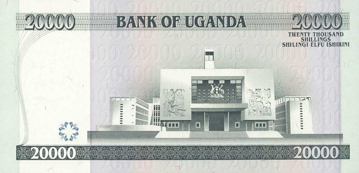 Back of Uganda p46c: 20000 Shillings from 2008