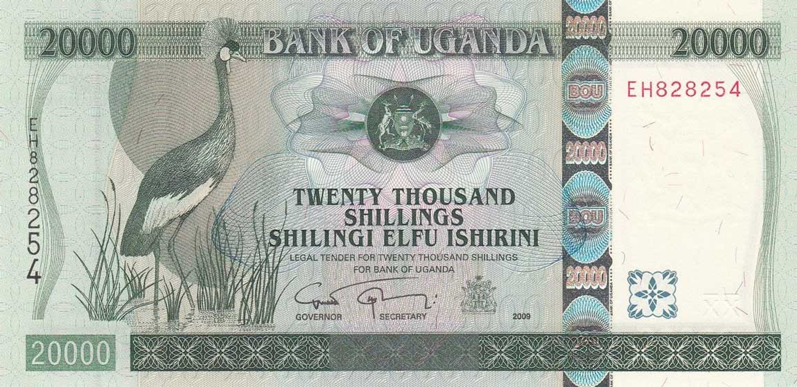 Front of Uganda p46d: 20000 Shillings from 2009