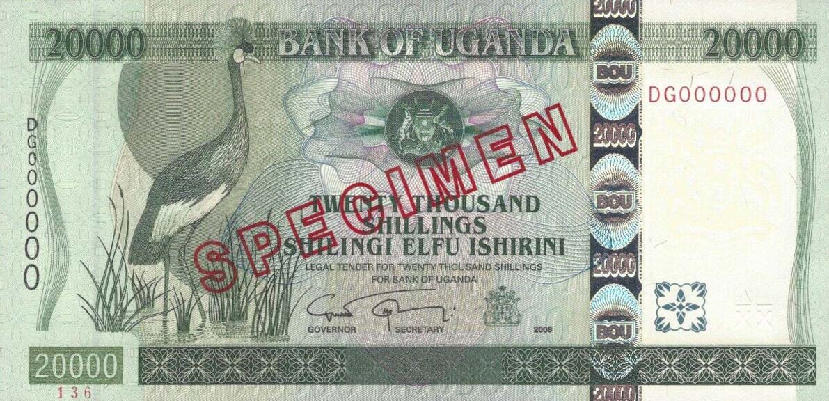 Front of Uganda p46s: 20000 Shillings from 2004