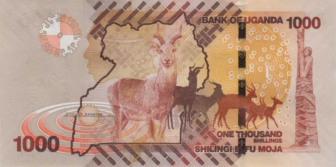 Back of Uganda p49d: 1000 Shillings from 2015