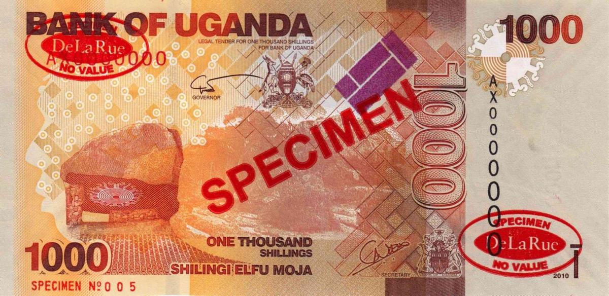 Back of Uganda p49s: 1000 Shillings from 2010