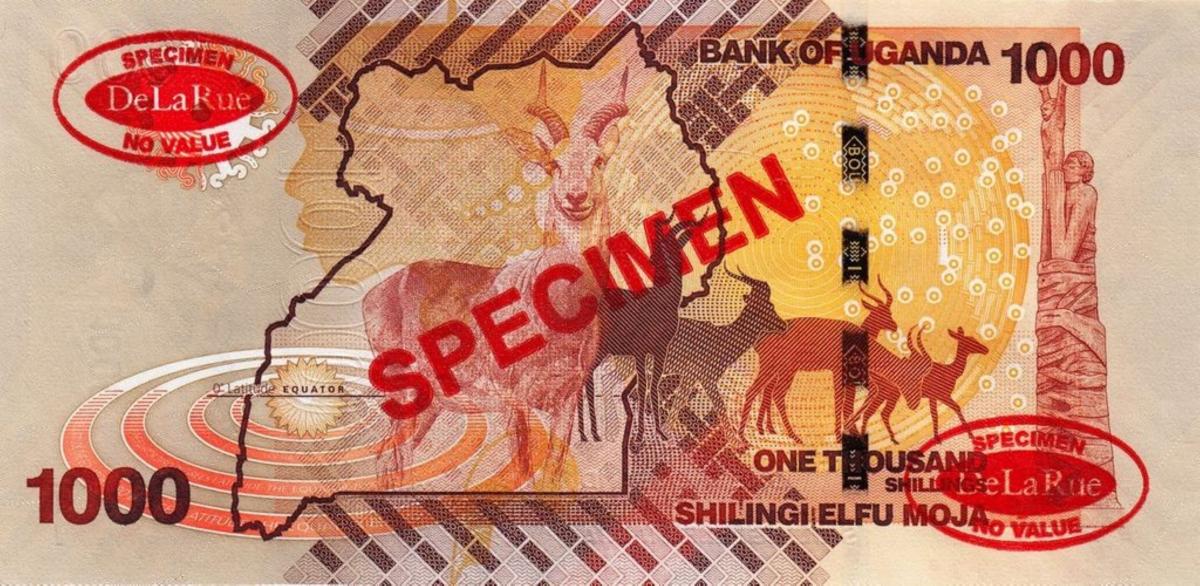 Front of Uganda p49s: 1000 Shillings from 2010