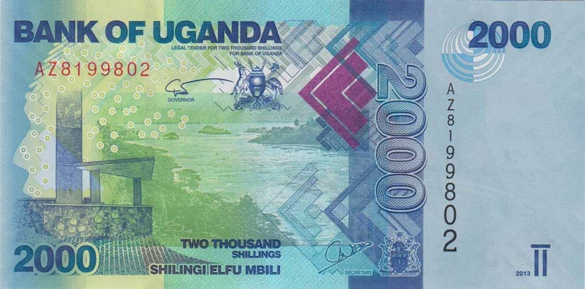 Front of Uganda p50b: 2000 Shillings from 2013