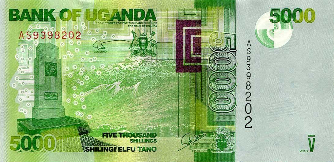 Front of Uganda p51c: 5000 Shillings from 2013