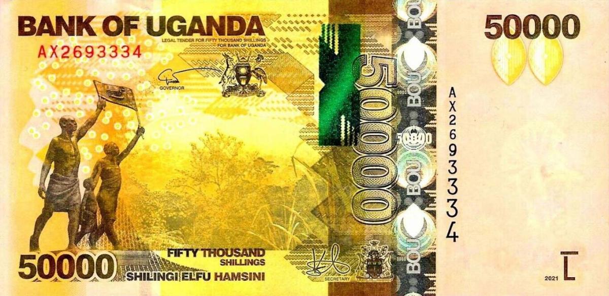 Front of Uganda p54e: 50000 Shillings from 2021