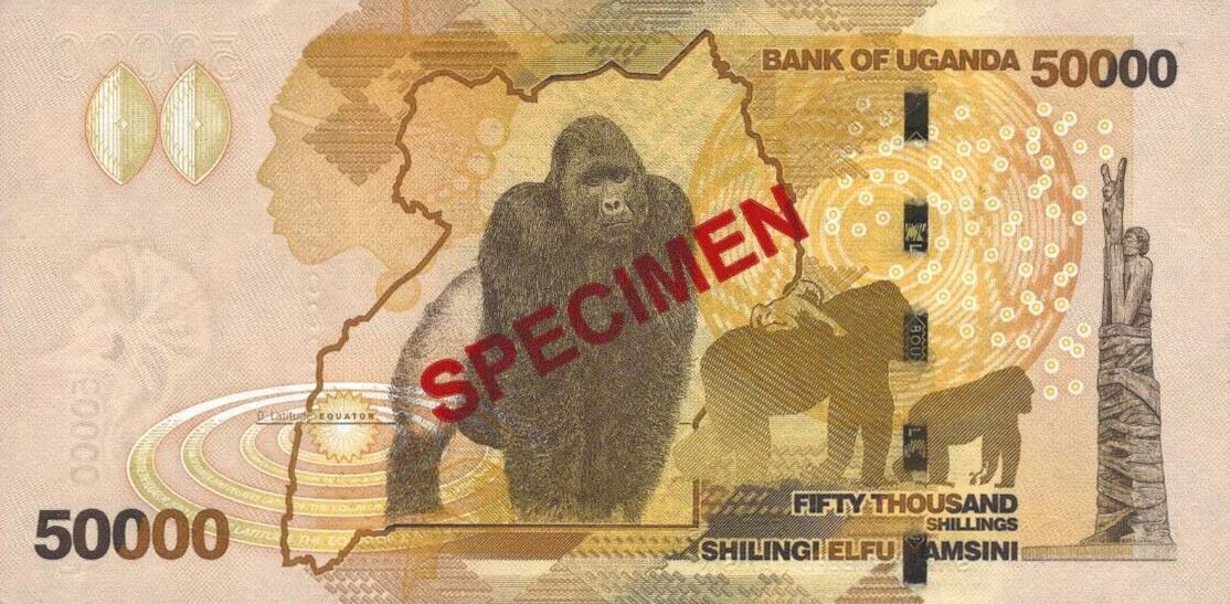 Back of Uganda p54s: 50000 Shillings from 2010