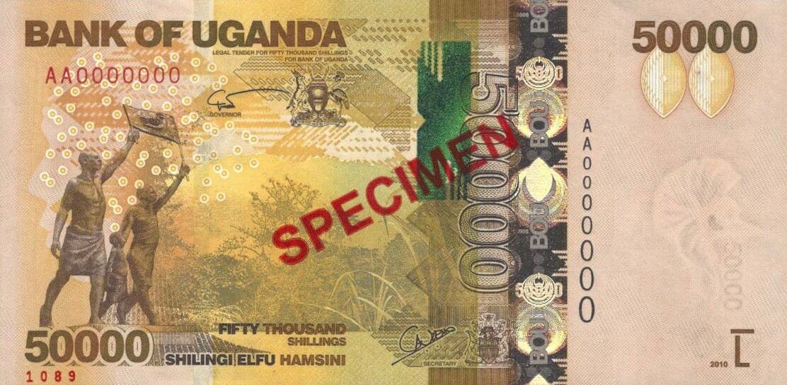 Front of Uganda p54s: 50000 Shillings from 2010