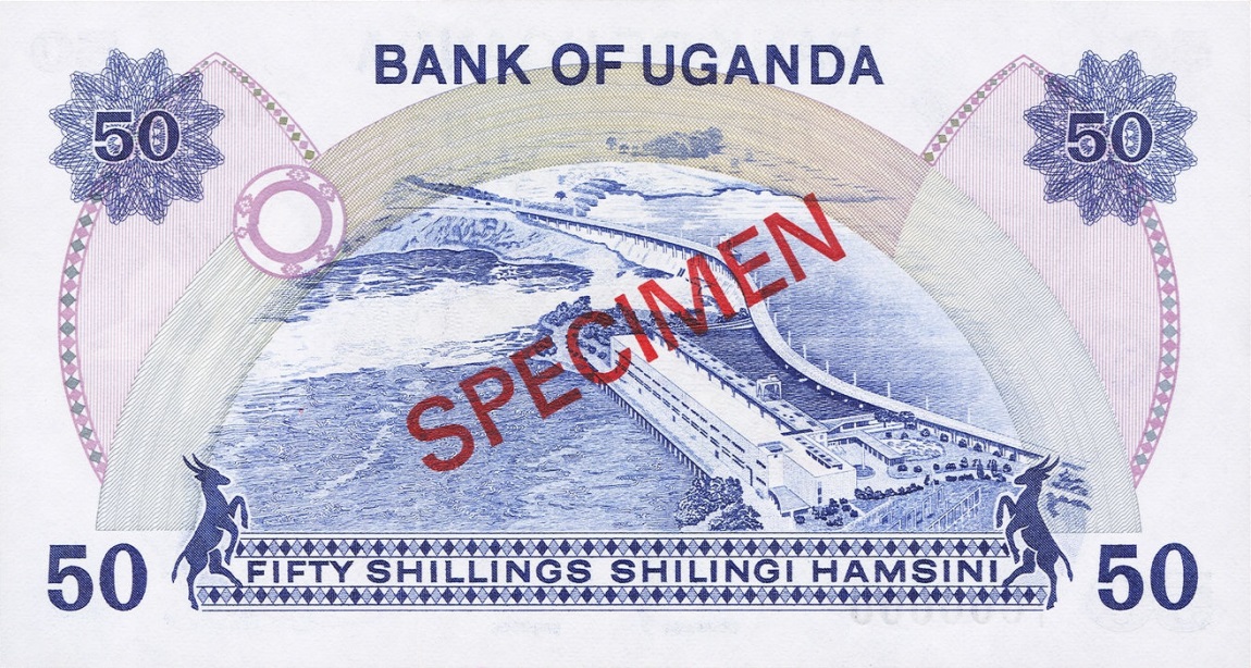 Back of Uganda p8s: 50 Shillings from 1973
