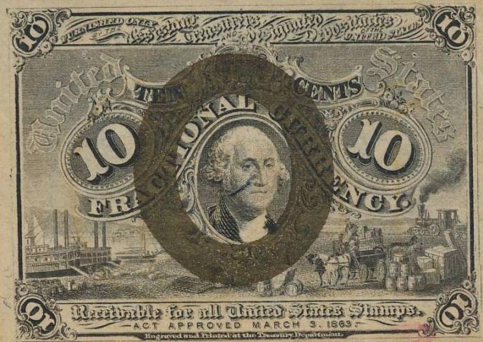 Front of United States p102a: 10 Cents from 1863