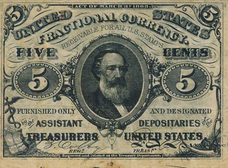 Front of United States p107a: 5 Cents from 1863