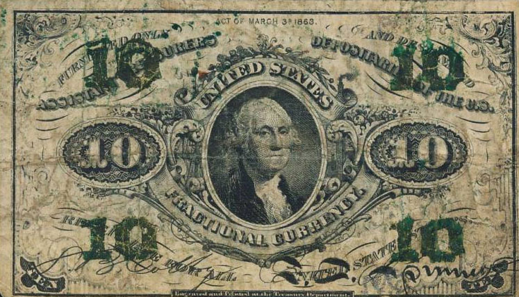 Front of United States p108a: 10 Cents from 1863