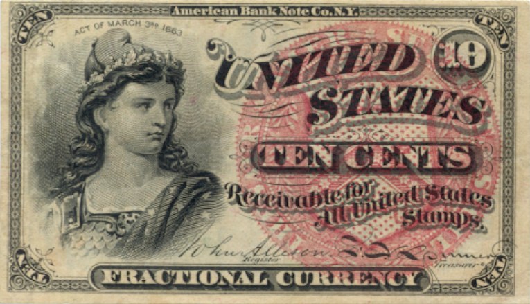 Front of United States p115a: 10 Cents from 1863