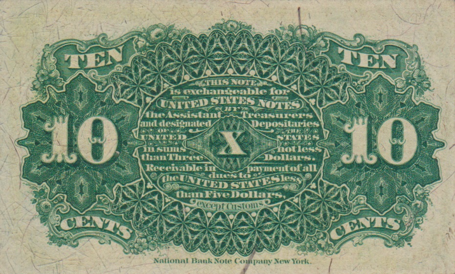 Back of United States p115d: 10 Cents from 1863