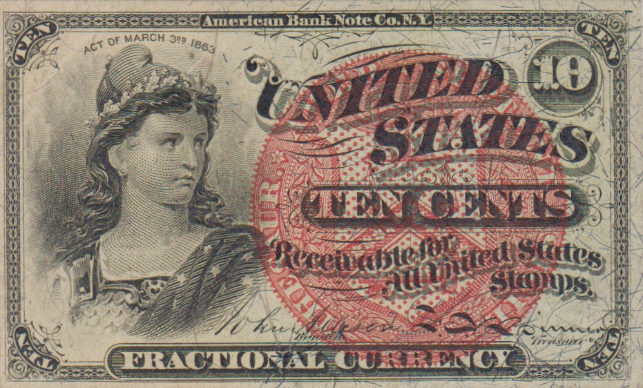 Front of United States p115d: 10 Cents from 1863