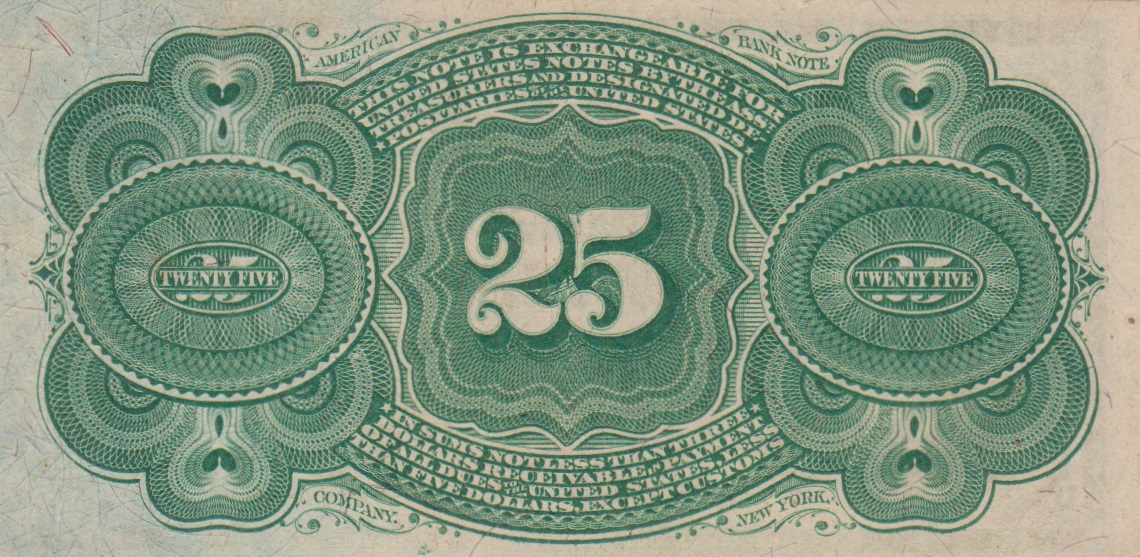 Back of United States p118c: 25 Cents from 1863