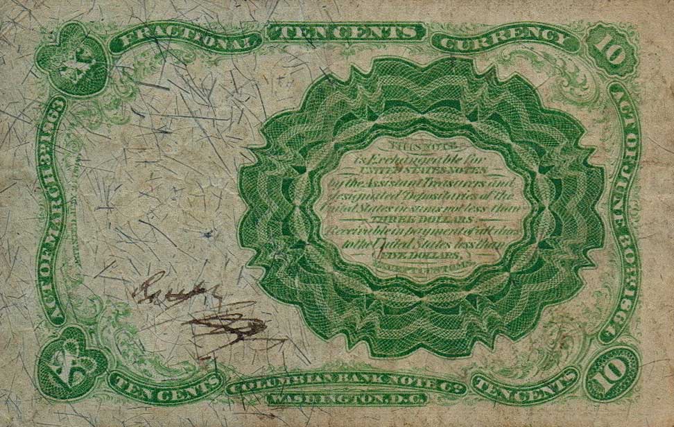 Back of United States p122c: 10 Cents from 1863