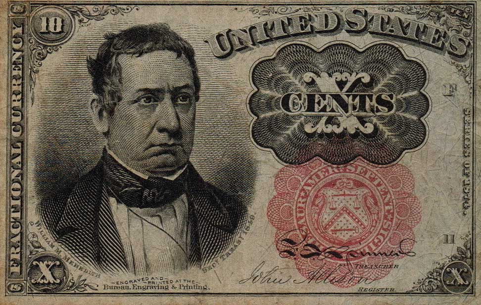 Front of United States p122c: 10 Cents from 1863