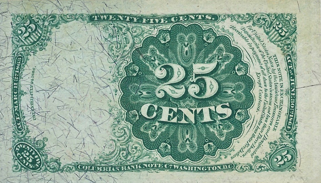 Back of United States p123b: 25 Cents from 1863