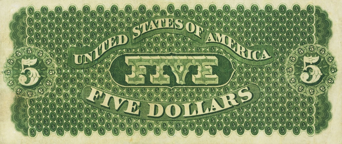 Back of United States p125b: 5 Dollars from 1861