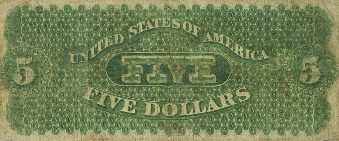 Back of United States p125d: 5 Dollars from 1861