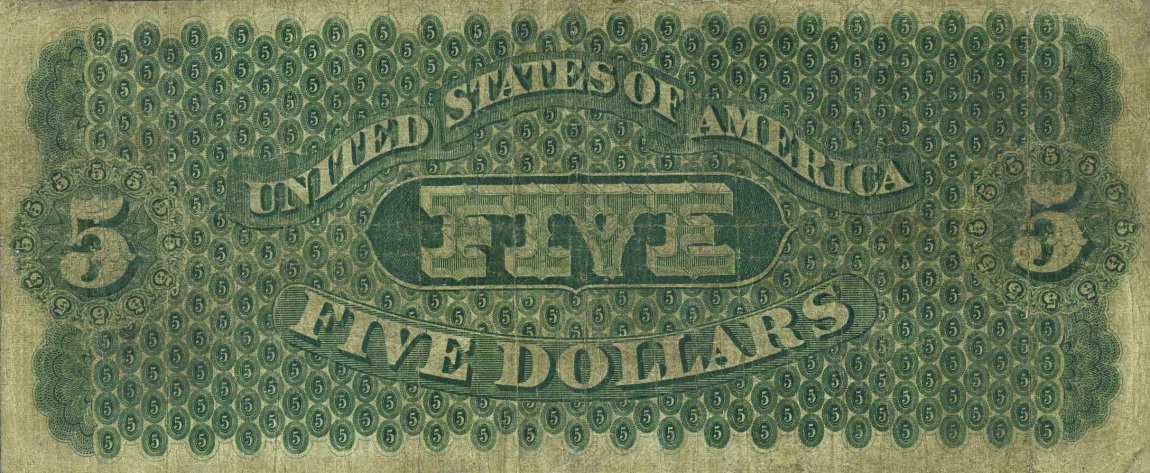 Back of United States p125e: 5 Dollars from 1861