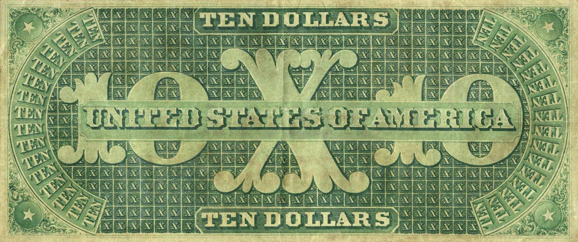 Back of United States p126a: 10 Dollars from 1861